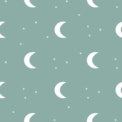 Obraz na płótnie Canvas Simple Moons Pastel Repeating Seamless Pattern Vector
