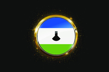 Lesotho flag inside a circular golden emblem