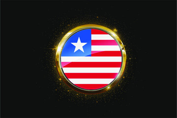 Liberia flag inside a circular golden emblem