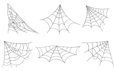 Hand drawn spider web or Halloween cobweb.