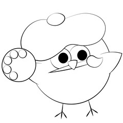 Naklejka premium Cute cartoon Owl artist with brush. Draw illustration in black and white