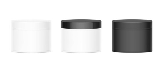 Blank cosmetic package container for creme. Vector illustration isolated on white background. Can be use for your design, advertising, promo and etc. EPS10.	