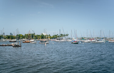 Fototapeta na wymiar boats in marina coconut grove Miami Florida sky summer travel yachts 
