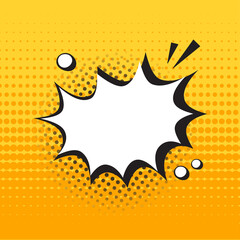 Comic speech bubble, vector think chat on yellow halftone background in pop art style. Retro illustration