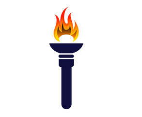 torch game design with flame illustration with Background White
