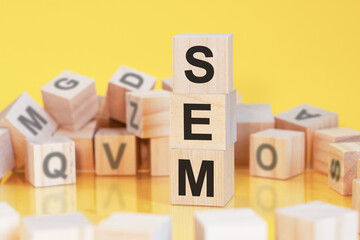 word sem from wooden blocks with letters, concept