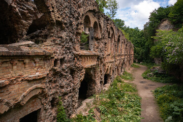 Fototapeta premium Abandoned Military Tarakaniv Fort (Dubno Fort, New Dubno Fortress) - a defensive structure of 19th century in Tarakaniv, Ukraine.