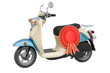 Obraz premium Motor scooter, moped with best choice badge, 3D rendering