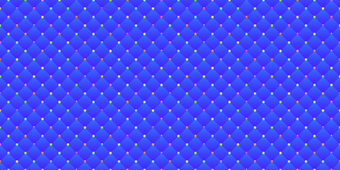 Blue luxury background with colorful beads. Seamless vector illustration. 