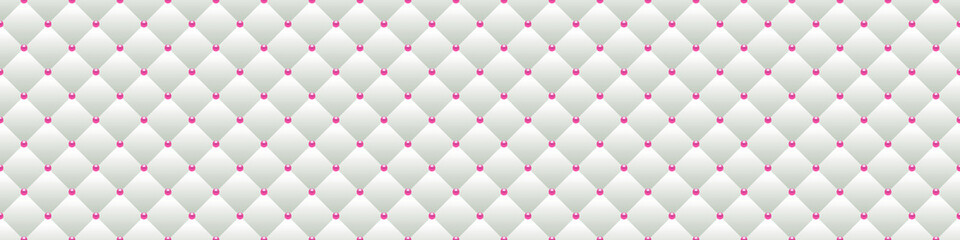 White luxury background with beads and rhombuses. Seamless vector illustration. 