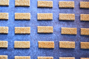 Sesame Chikki Indian traditional brittle sweet made from sesame seeds and jaggery