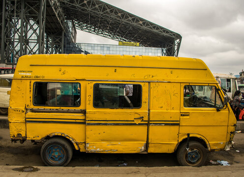 Lagos yellow bus on the road