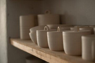 Pottery And Ceramics On Atelier Shelves
