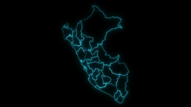 Animated Outline Map of Peru with Regions