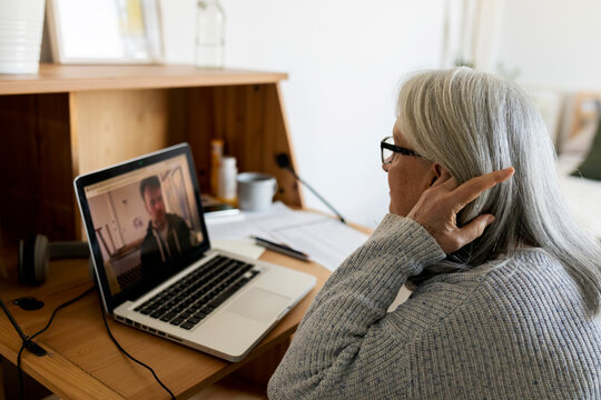 elderly woman making video call