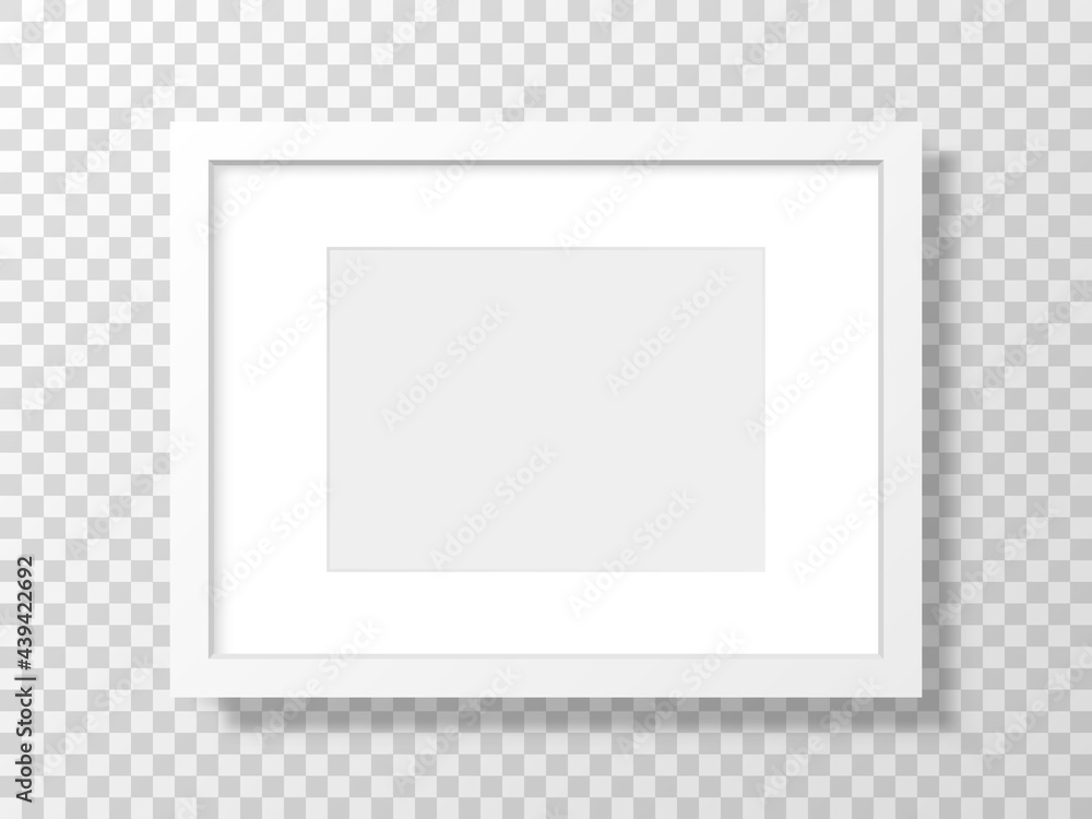 Poster white frame on transparent backdrop. realistic picture mockup. clean template with soft shadow. 3d b