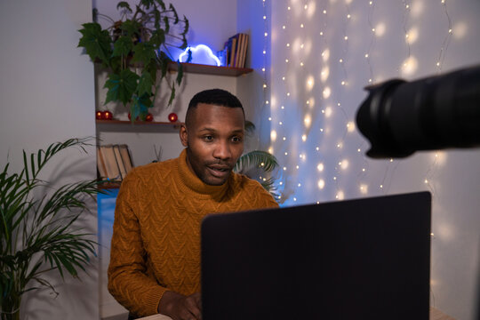 Man Recording Podcast From Home