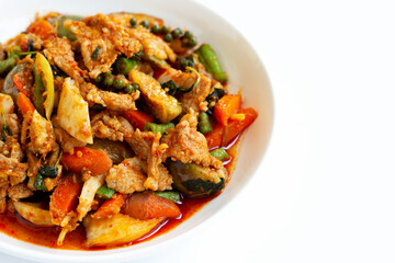Thai food, Spicy stir-fried pork with herbs