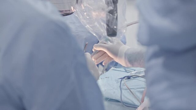 Close-up Shot in the Operating Room. brain surgery