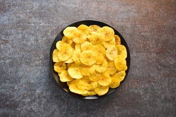 Deep fried banana chips savory snack food © Maneesh