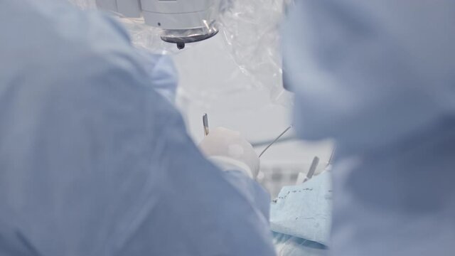 Close-up Shot in the Operating Room. brain surgery