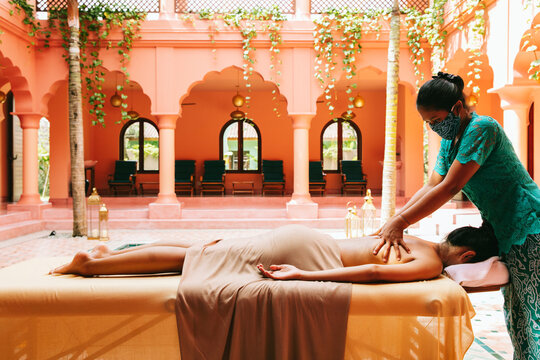 Woman Receiving Back Massage