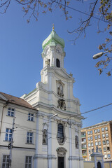 Fototapeta na wymiar Church of St Elizabeth (Kostol sv Alzbety) and the Monastery of the Sisters of the Order of St Elizabeth in Bratislava. Slovakia.