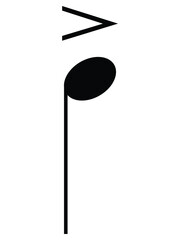 Black music symbol of Accent note 