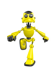 nice robot is walking very sad