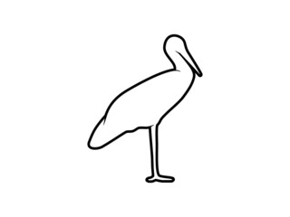Isolated Vector Heron Animal Design on White Background