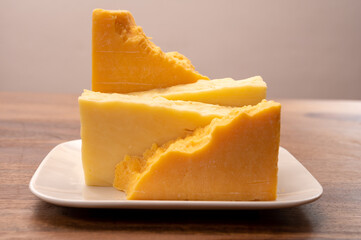 Cheese collection, cheeses from United Kingdom, scottish matured farmcheese and mild cheddar cheese