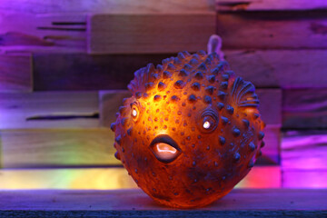 3d puffer fish in the night