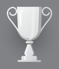 Silver cup soccer, ball vector . Tournament, champion prize are shown