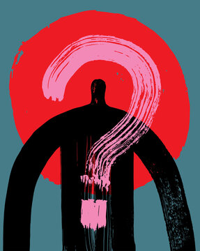 Man with Question Mark Illustration