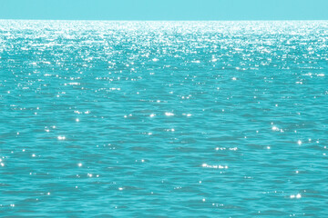 Sea, blue landscape, natural or summer background with horizon line on a bright sunny day. Soft sun...