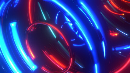 赤と青の発光リング かっこいいサイバー空間 [別Verあり]