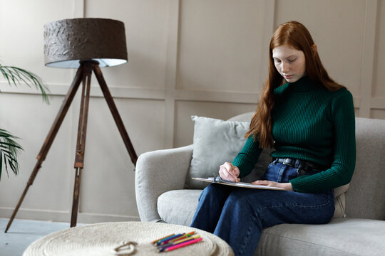 Female client having therapy session 