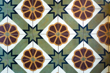 Top view of vintage floor at Andalusian rural house