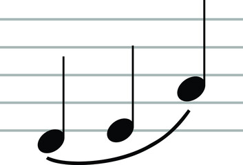 Black music symbol of legato on ledger lines