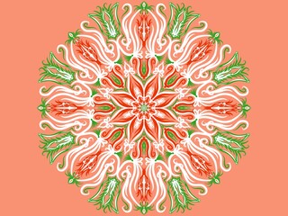 Mandala Logo design, Abstract Luxury Flower mandala ornament creative work. Hand drawing illustration. Digital art illustration