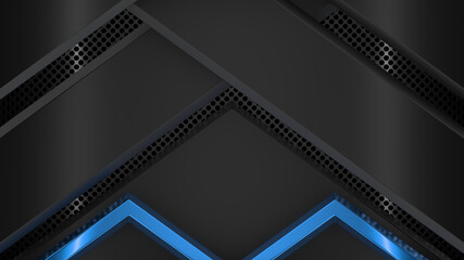 Obraz premium Sci Fy Neon Glowing Lamps On Dark Perforated Wall. Abstract Technology Background. 3D Rendering.