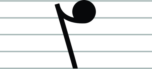 Black music symbol of quarter note rest on ledger lines