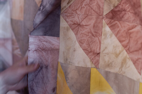 Close up the patchwork curtain
