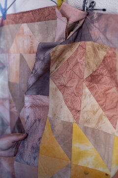 Close up on the details of an handmade patchwork