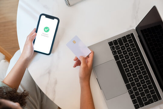 Anonymous woman making online purchases