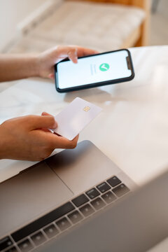 Anonymous woman making online purchases