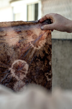 Detail of the burgundy prints