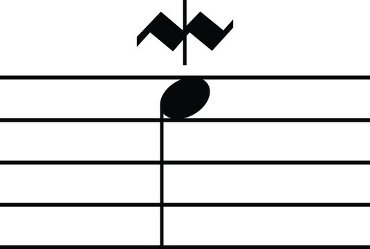 Black Music Symbol Of Lower Mordent On Staff Lines