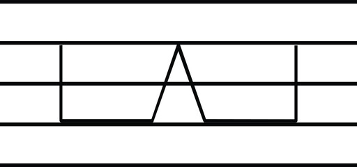 Black music symbol of variable pedal mark on staff lines