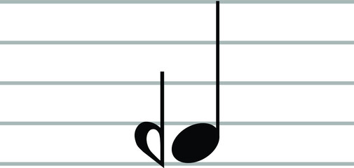 Black music symbol of demiflat on ledger lines